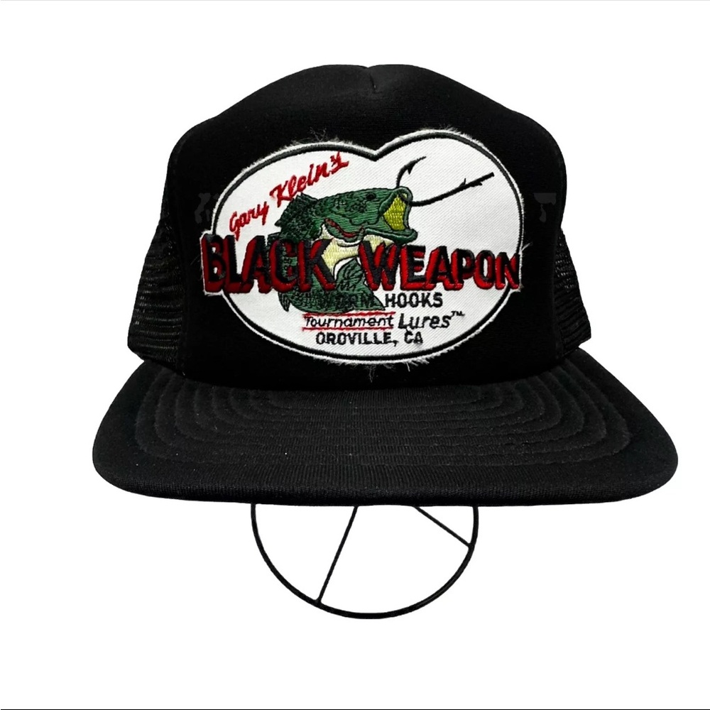 VINTAGE Gary Klein Black Weapon Trucker Hat Tournament Lures Sportscap Foamtex